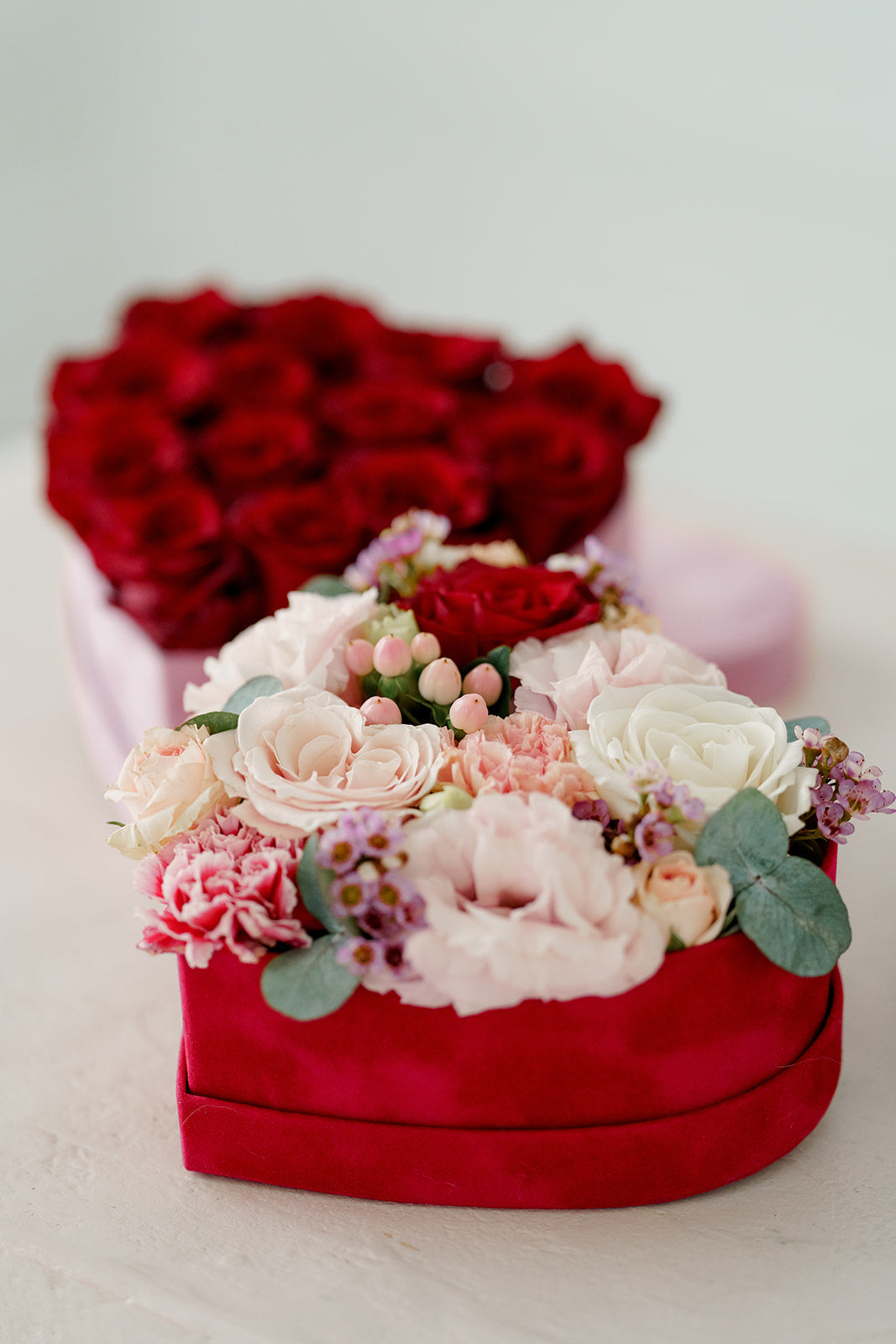 Velvet Heart Box with mix flowers