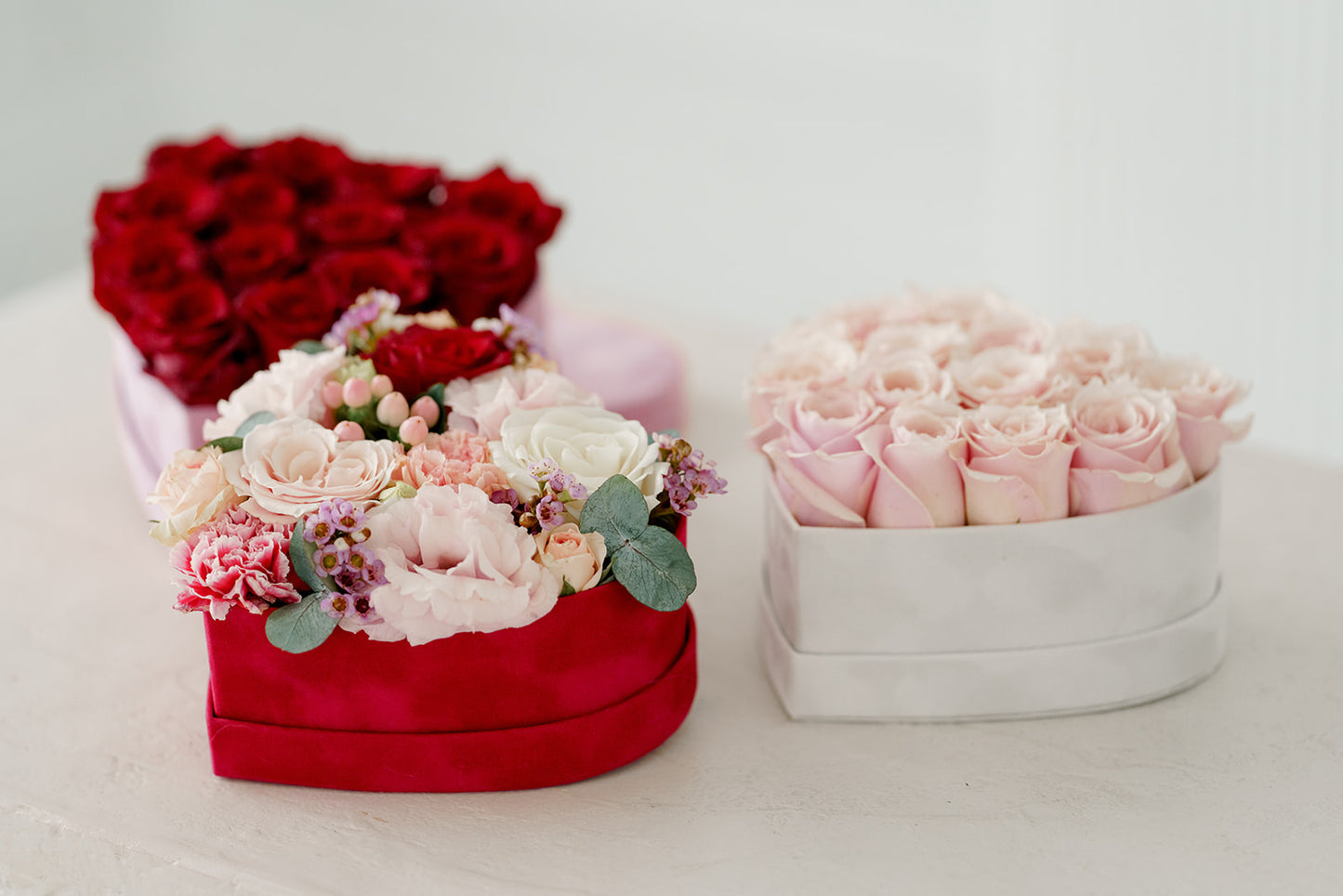 Velvet Heart Box with mix flowers