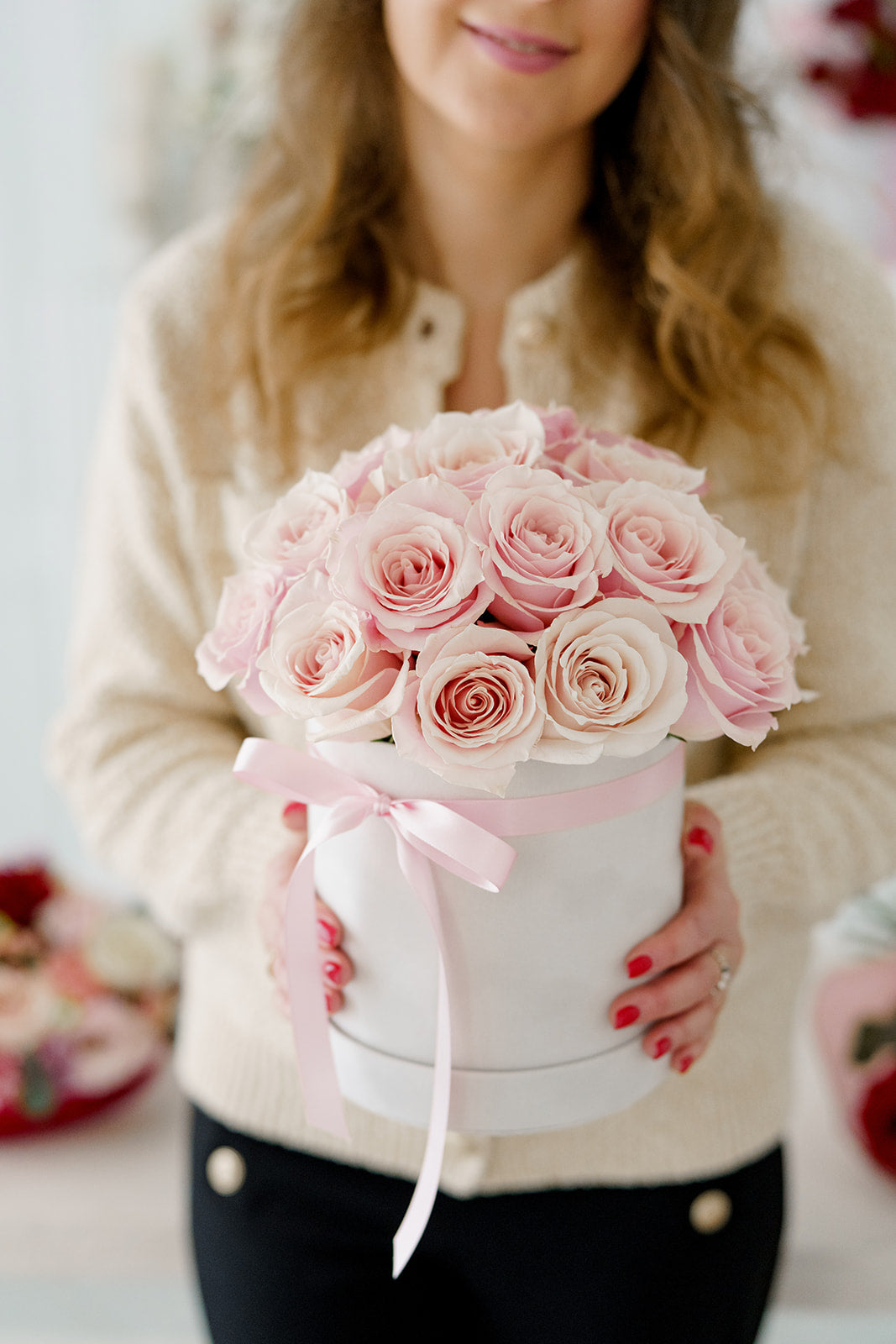 Velvet Embrace, Pink Roses in a Velvet Box