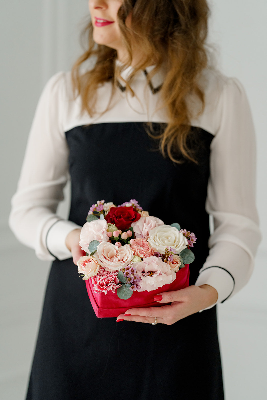 Velvet Heart Box with mix flowers